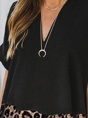 Casual Color Block V-neck Dress