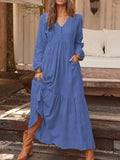 Casual Long-sleeved Dress With Big Swing