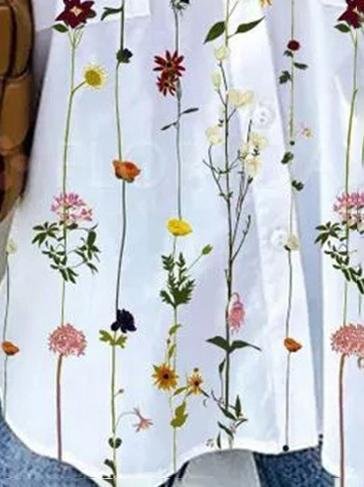 Casual Loose Floral Print Long-sleeved Shirt