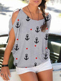 Casual Off-shoulder Lace-up T-shirt