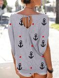 Casual Off-shoulder Lace-up T-shirt