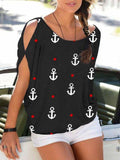 Casual Off-shoulder Lace-up T-shirt
