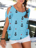 Casual Off-shoulder Lace-up T-shirt