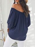 Casual One-word Shoulder Strap Blouse