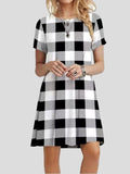 Casual Printed Short Sleeve Round Neck Pocket Dress