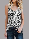 Casual Sleeveless Round Neck Leopard Vest