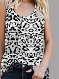 Casual Sleeveless Round Neck Leopard Vest