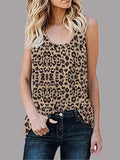 Casual Sleeveless Round Neck Leopard Vest