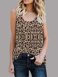 Casual Sleeveless Round Neck Leopard Vest