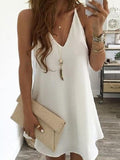 Casual Solid Color Sleeveless Suspender Mini Skirt