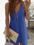 Casual Solid Color Sleeveless Suspender Mini Skirt