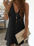 Casual Solid Color Sleeveless Suspender Mini Skirt