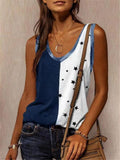 Casual Star Print Colorblock Sleeveless Vest