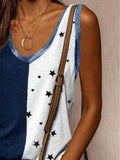 Casual Star Print Colorblock Sleeveless Vest