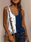 Casual Star Print Colorblock Sleeveless Vest