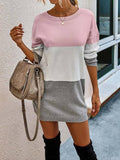 Color Block Drop Shoulder Sweater Dress