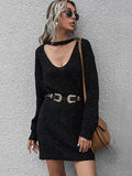 Confetti Drop Shoulder Choker Sweater Dress