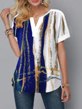 Digital Printed V-neck Short-sleeved Top