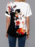 Digital Printed V-neck Short-sleeved Top