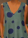 Dot Print V-neck Loose Sleeveless Dress