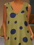 Dot Print V-neck Loose Sleeveless Dress