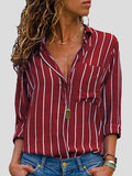 Fashion Striped Long Sleeve Lapel Shirt