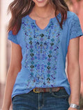 Fashion V-neck Stitching Short-sleeved T-shirt