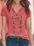 Fashion V-neck Stitching Short-sleeved T-shirt