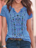 Fashion V-neck Stitching Short-sleeved T-shirt