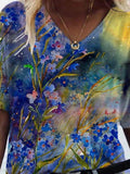 Flower Painting Print Short-sleeved T-shirt