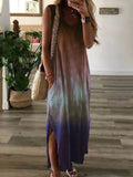 Gradient Tie-dye Print Sleeveless Long Dress