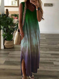 Gradient Tie-dye Print Sleeveless Long Dress