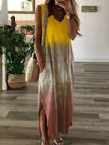 Gradient Tie-dye Print Sleeveless Long Dress