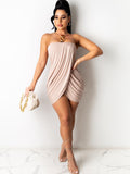 Solid Color Strapless Bodycon Ruched Mini Dresses