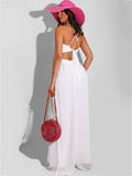 Spaghetti Strap Chiffon Backless Wide Leg Jumpsuits