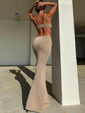 Spaghetti Strap Cut Out Backless Maxi Dress