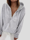 Casual Lace V-Neck Long Sleeve Hoodie