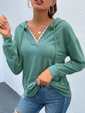 Casual Lace V-Neck Long Sleeve Hoodie