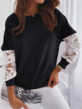 Casual Stitching Lace Long Sleeve T-Shirts