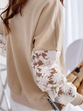 Casual Stitching Lace Long Sleeve T-Shirts