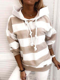 Long Sleeve Knot Stripe Print Hoodies