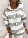 Long Sleeve Knot Stripe Print Hoodies