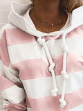 Long Sleeve Knot Stripe Print Hoodies