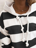 Long Sleeve Knot Stripe Print Hoodies