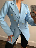 Slim Buttoned Solid Mid-Length Blazer