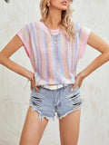 Knitted Rainbow Round Neck T-shirt