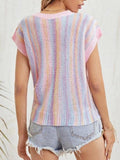 Knitted Rainbow Round Neck T-shirt