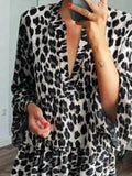 Leopard Print Long Sleeve Casual Dress