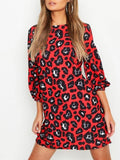 Leopard Print Long Sleeve Casual Dress