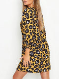 Leopard Print Long Sleeve Casual Dress